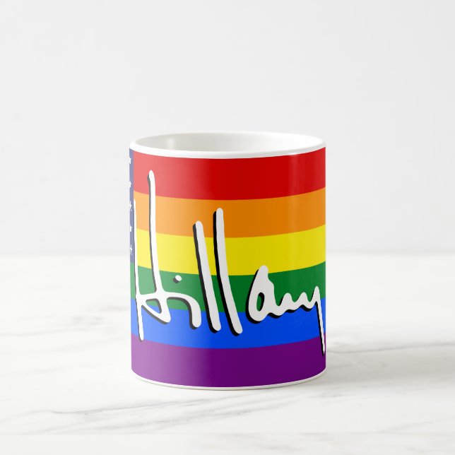TAZA DE CAFÉ "BANDERA DEL ORGULLO GAY " DE HILLARY (Centro)
