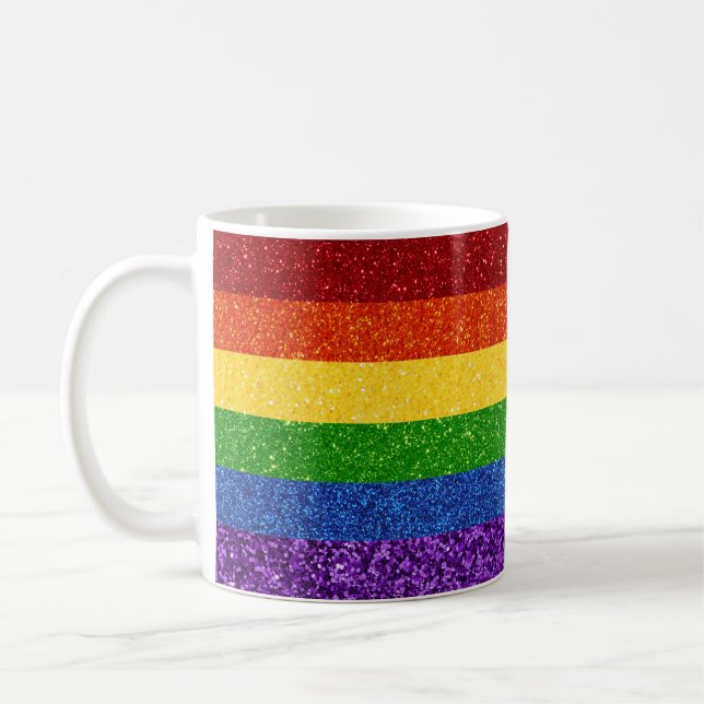 Taza De Café Bandera del orgullo gay Purpurina LGBT (Izquierda)