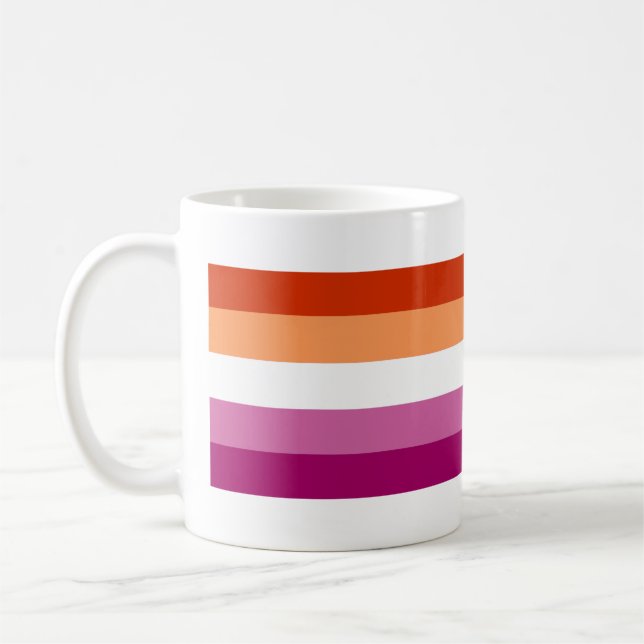 Taza De Café Bandera del Orgullo Lesbiano (5 bandas) (Izquierda)