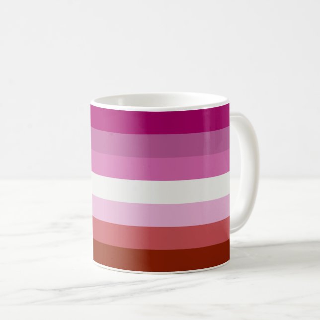 Taza De Café Bandera del Orgullo Lesbiano Rosa (Anverso derecho)