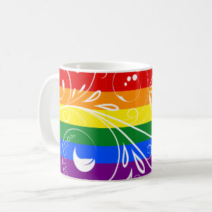 Taza De Café Bandera del Orgullo LGBT Bloom Floral Vintage