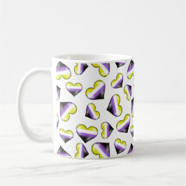 Taza De Café Bandera del Orgullo no binaria Corazones de café M