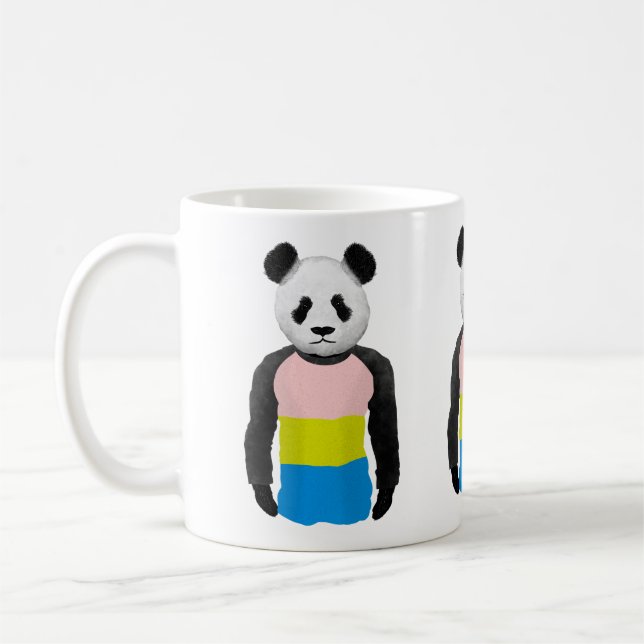 Taza De Café Bandera del orgullo pansexual Panda Bear (Izquierda)