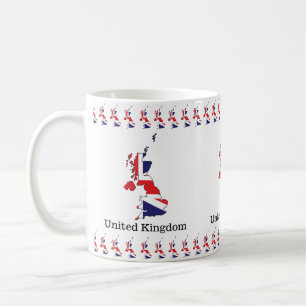 Taza De Café Bandera del Reino Unido dentro del diseño del mapa