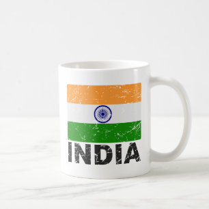 Taza De Café Bandera del vintage de la India