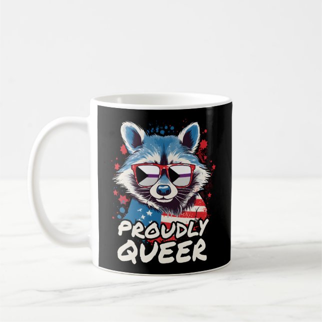 Taza De Café Bandera Demiual Orgullosa Queer Raccoon Gafas de s (Izquierda)
