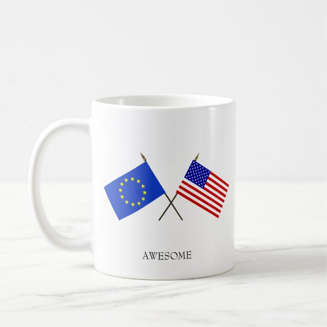 Taza De Café Bandera Editable de Europa y Bandera de Estados Un (Izquierda)