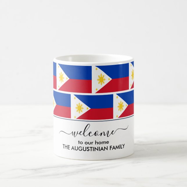 Taza De Café Bandera elegante de bienvenida PHILIPPINES (Centro)