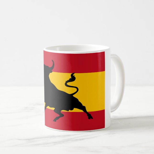 Taza De Café Bandera española con toro (Anverso derecho)