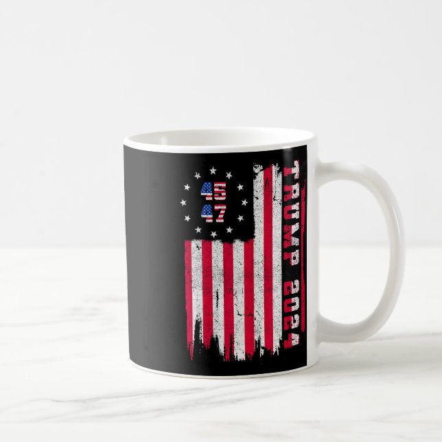 Taza De Café Bandera estadounidense 45 47 de Trump 2024 (Derecha)