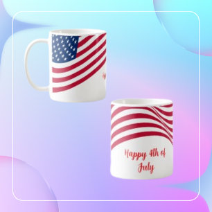 Taza De Café Bandera estadounidense 4 de julio