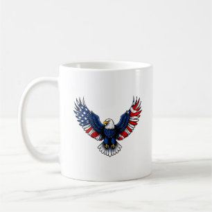 Taza De Café Bandera estadounidense 4 de julio Eagle Patriótico