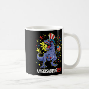 Taza De Café Bandera Estadounidense 4 De Julio T Rex Dinosaur A