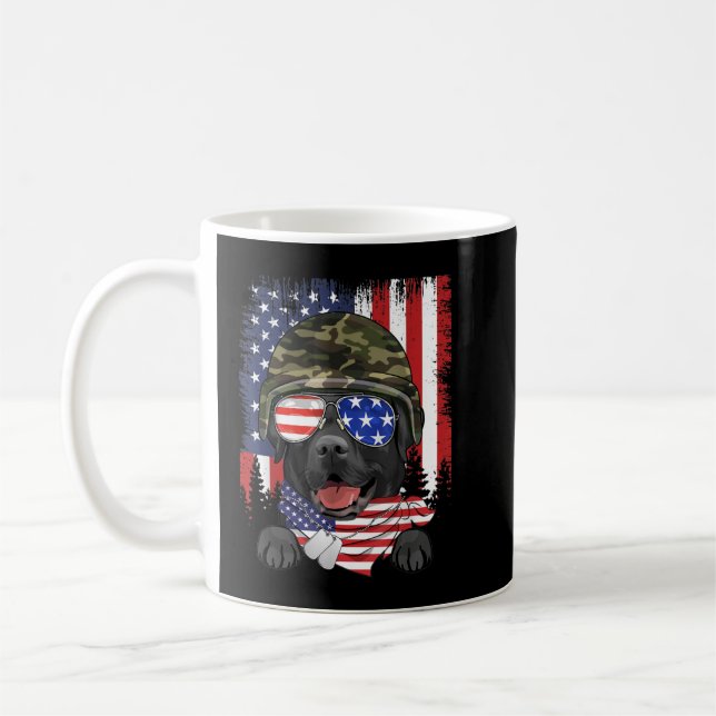 Taza De Café Bandera estadounidense 4 de julio Veterano de Labr (Izquierda)