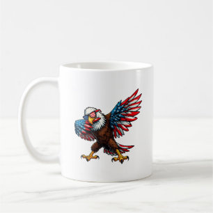Taza De Café Bandera estadounidense Águila calva Dabbing feliz