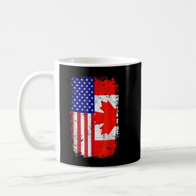 Taza De Café Bandera estadounidense canadiense América Canadá T (Izquierda)