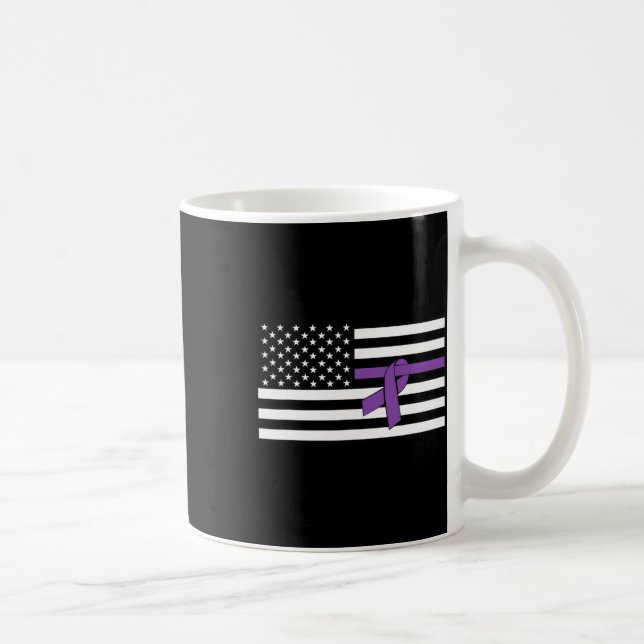 Taza De Café Bandera Estadounidense Cinta Púrpura Conciencia Pa (Derecha)