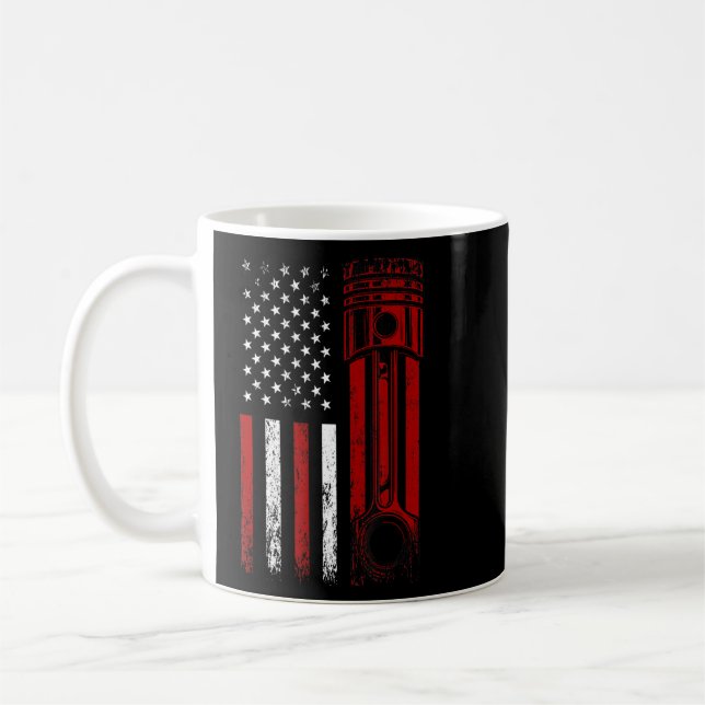 Taza De Café Bandera Estadounidense Con Desi Gráfico De Piston  (Izquierda)