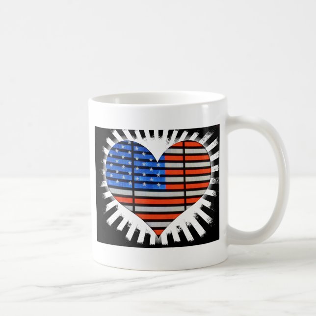 Taza De Café Bandera estadounidense con forma de corazón patrió (Derecha)