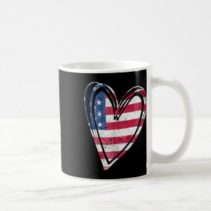 Taza De Café Bandera Estadounidense Corazón Fuerzas Armadas Pat