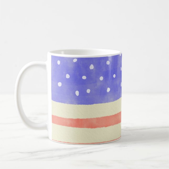 Taza De Café Bandera estadounidense de color acuático (Izquierda)