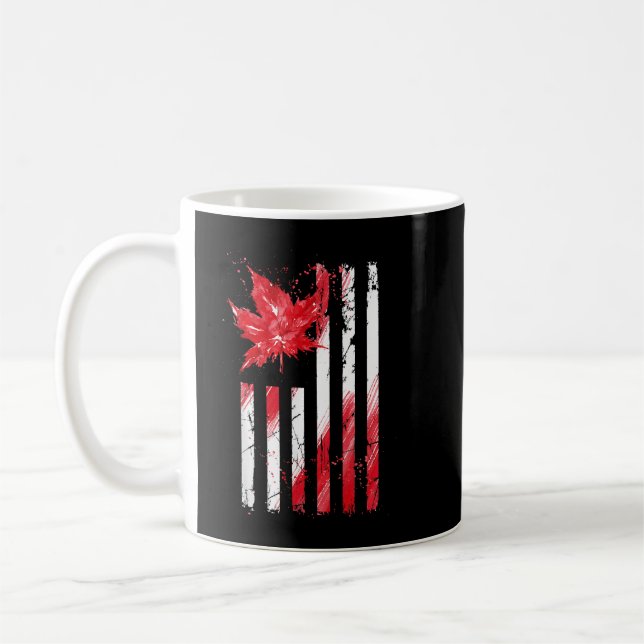 Taza De Café Bandera estadounidense de hoja de arce canadiense (Izquierda)