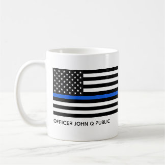 Taza De Café Bandera estadounidense de la línea azul delgada de