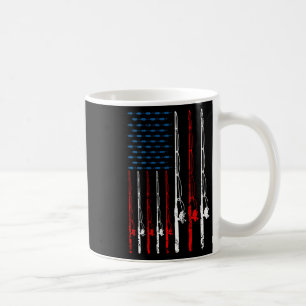 Taza De Café Bandera estadounidense de pesca Rod Ping Lover Vin