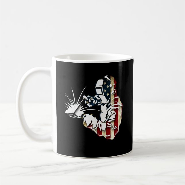 Taza De Café Bandera estadounidense de soldadura Regalo de gale (Izquierda)