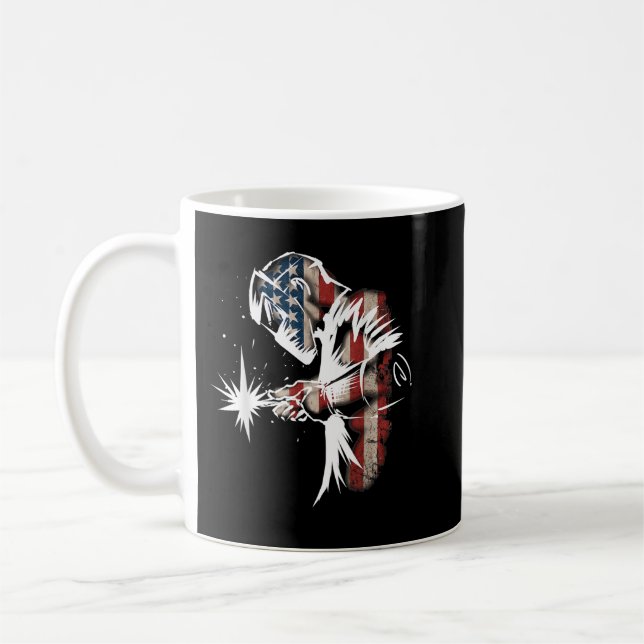 Taza De Café Bandera estadounidense de soldadura Regalo de gale (Izquierda)