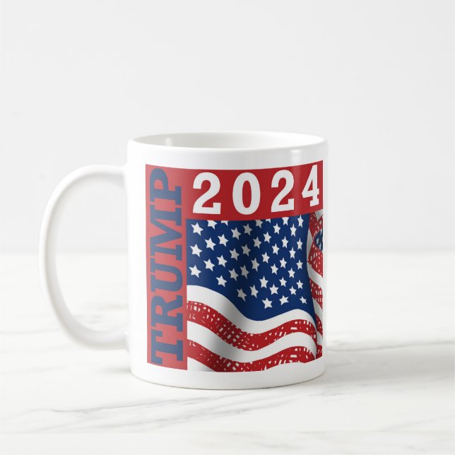 Taza De Café Bandera estadounidense de Trump 2024 (Izquierda)