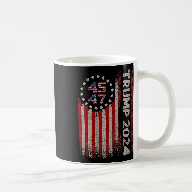 Taza De Café Bandera estadounidense de Trump 2024 (Derecha)