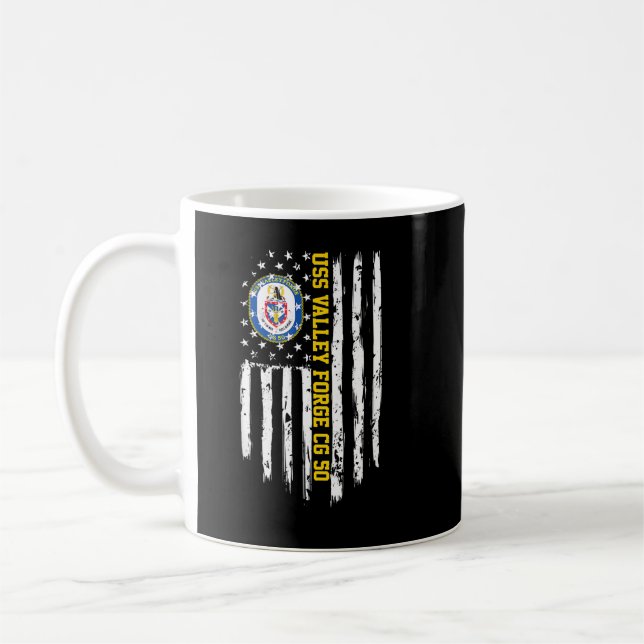 Taza De Café Bandera estadounidense de USS Valley Forge CG-50 (Izquierda)