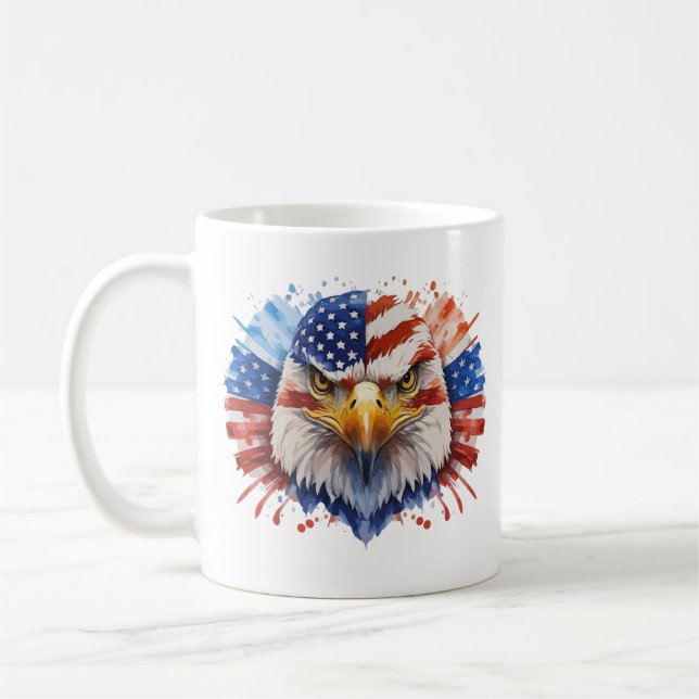 Taza De Café Bandera estadounidense del águila calva (Izquierda)