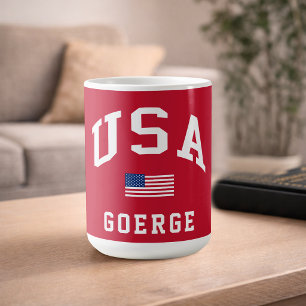 Taza De Café Bandera estadounidense del día de la independencia