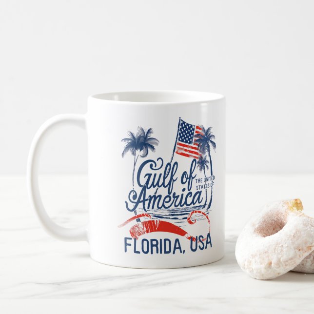 Taza De Café Bandera estadounidense del Golfo de Estados Unidos (Con donut)