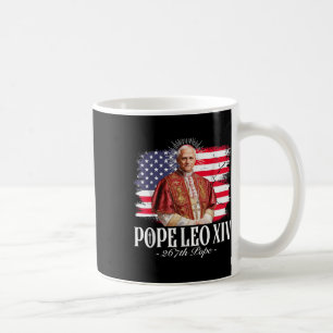 Taza De Café Bandera estadounidense del Papa Leo Xiv Robert