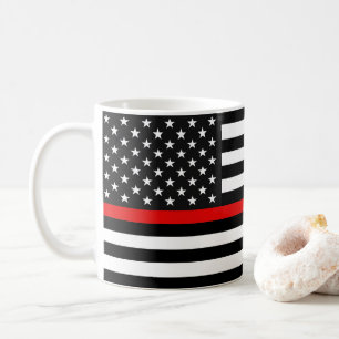 Taza De Café Bandera estadounidense delgada de la línea roja