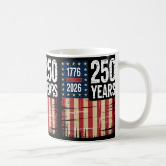 Taza De Café Bandera estadounidense desgastada Aniversario 250