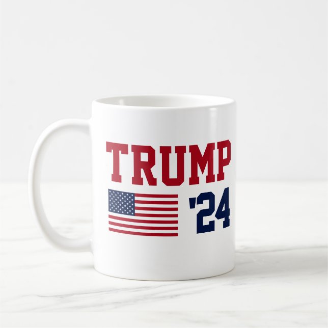 Taza De Café Bandera estadounidense Donald Trump 2024 (Izquierda)
