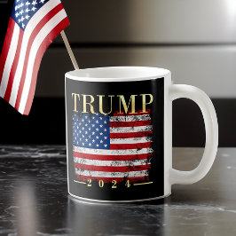 Taza De Café Bandera estadounidense elegante de oro de Trump 20
