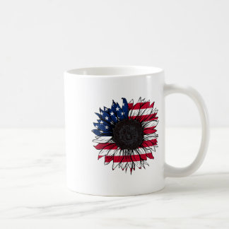 Taza De Café Bandera Estadounidense Girasol 4 De Julio Independ