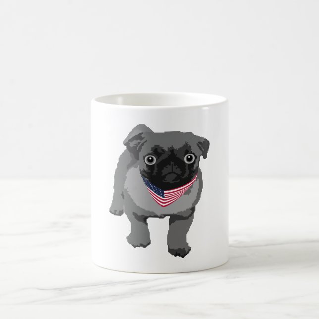 Taza De Café Bandera estadounidense graciosa de Bulldog (Centro)