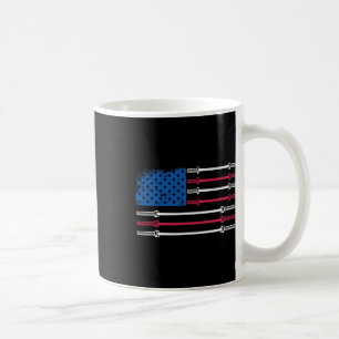 Taza De Café Bandera Estadounidense Levantamiento de Pesas Barb