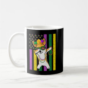 Taza De Café Bandera estadounidense Mardi Gras Corgi Festival d