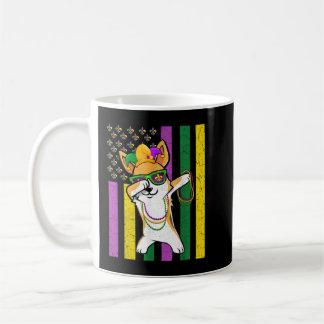 Taza De Café Bandera estadounidense Mardi Gras Corgi Festival d