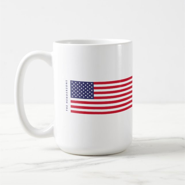 Taza De Café Bandera estadounidense moderna de EE.UU. con rayas (Izquierda)