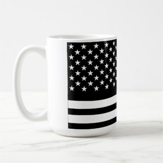 Taza De Café Bandera estadounidense negra y blanca