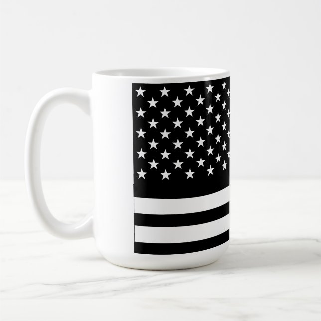 Taza De Café Bandera estadounidense negra y blanca (Izquierda)