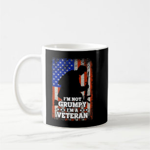 Taza De Café Bandera estadounidense no soy gruñón im a Veteran 